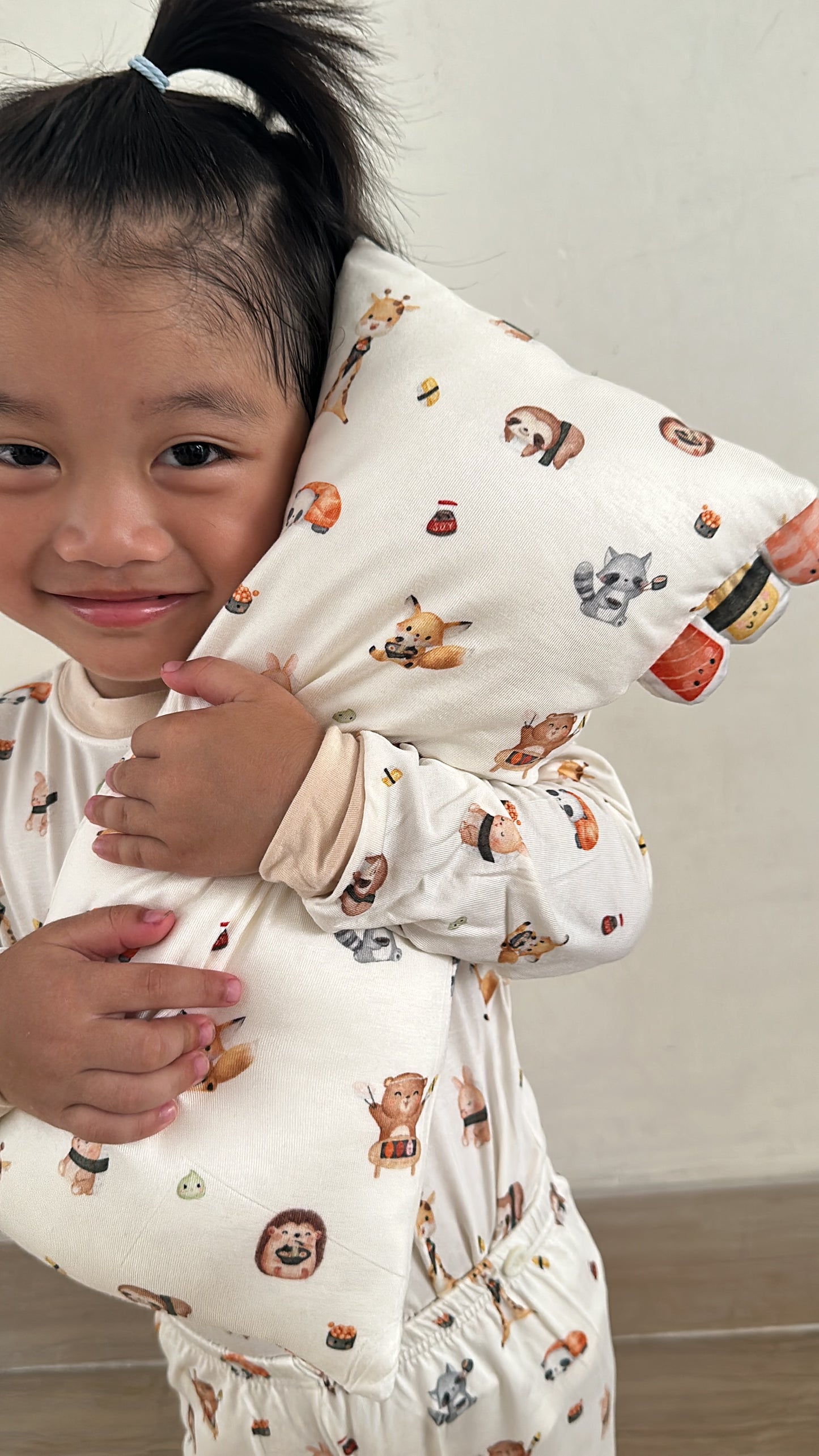 Snoozing in Sushi Wonderland Bamboo Pillow