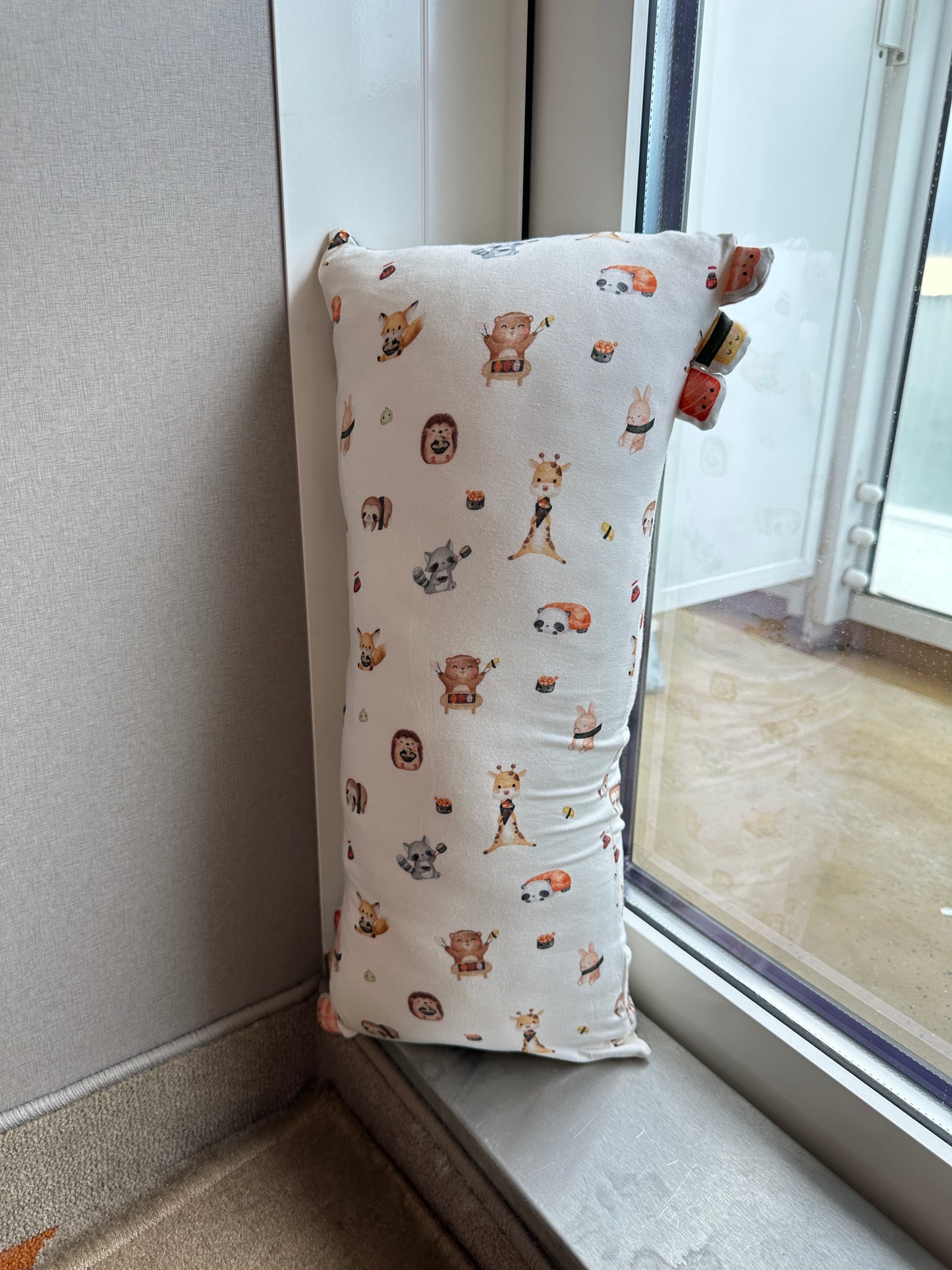 Snoozing in Sushi Wonderland Bamboo Pillow