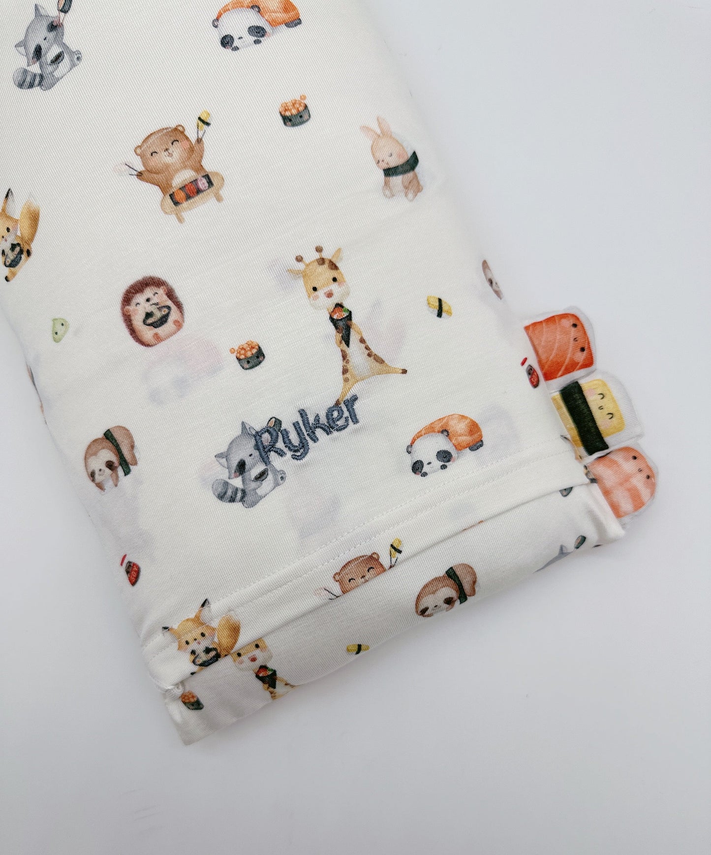 Snoozing in Sushi Wonderland Bamboo Pillow
