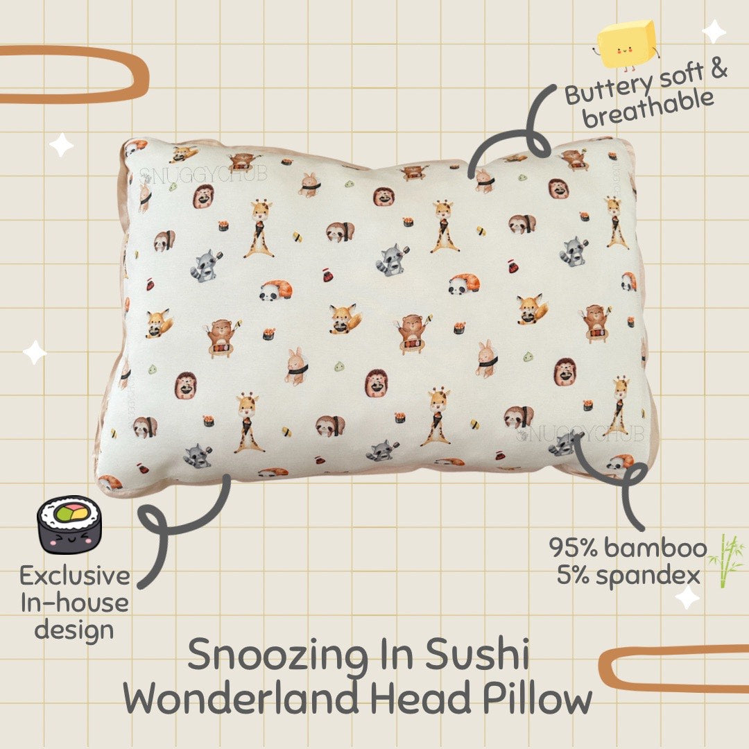 Snoozing in Sushi Wonderland Bamboo Pillow