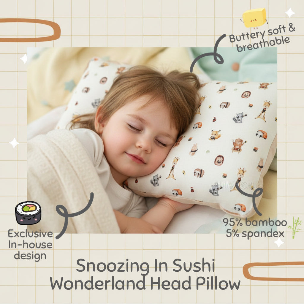 A bamboo pillow with a sushi animal pattern
