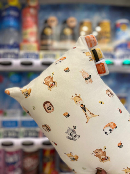 Snoozing in Sushi Wonderland Bamboo Pillow